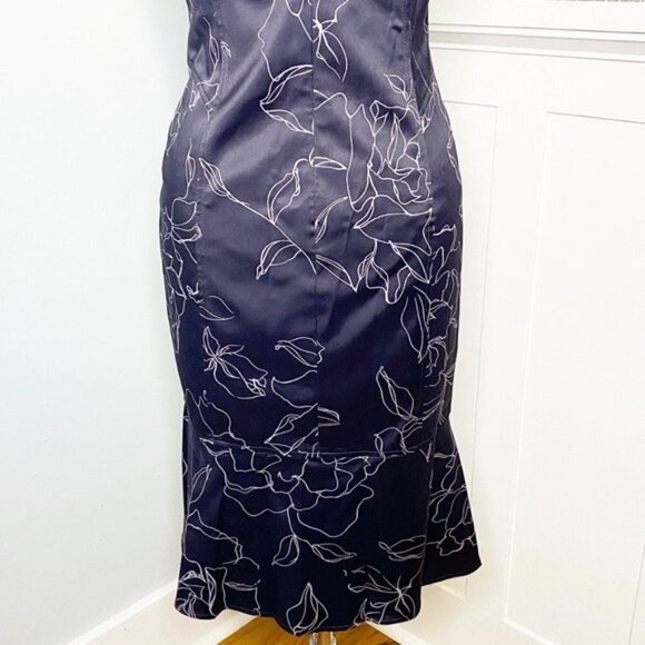 David Meister Floral Flounce Hem Sheath Dress Cocktail Party 6 Small - Picture 7 of 11